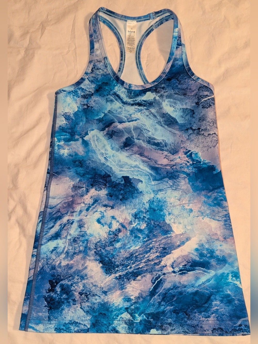 Ivivva by Lululemon Keep Cool Tank Top size 12 Tie Dye Marble Look Design